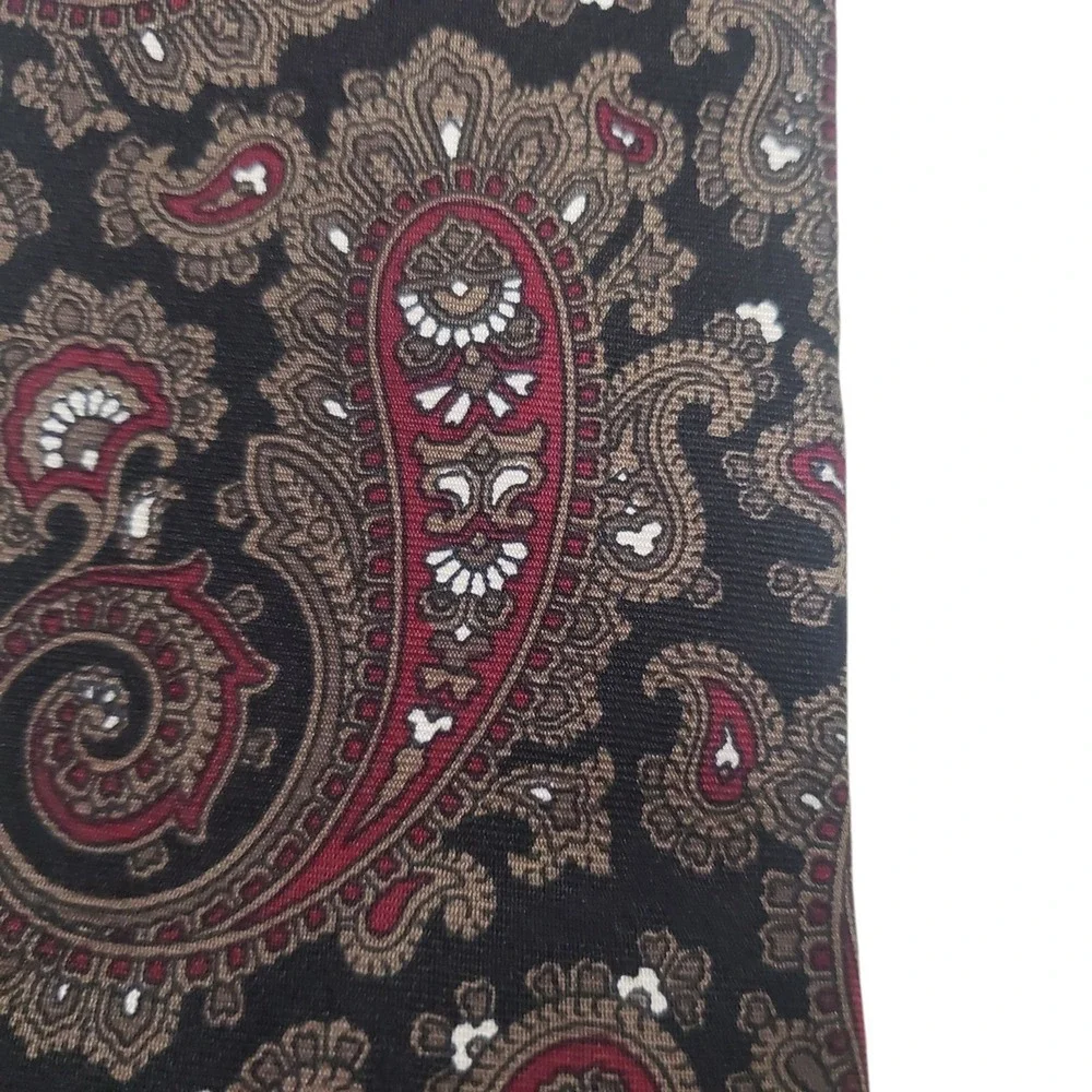 Christian Dior Mens‎ Tie Necktie Designer Luxury Black Red Paisley Italian Silk